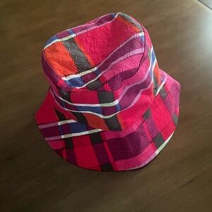 Banana Republic Red and Pink Plaid Bucket Hat